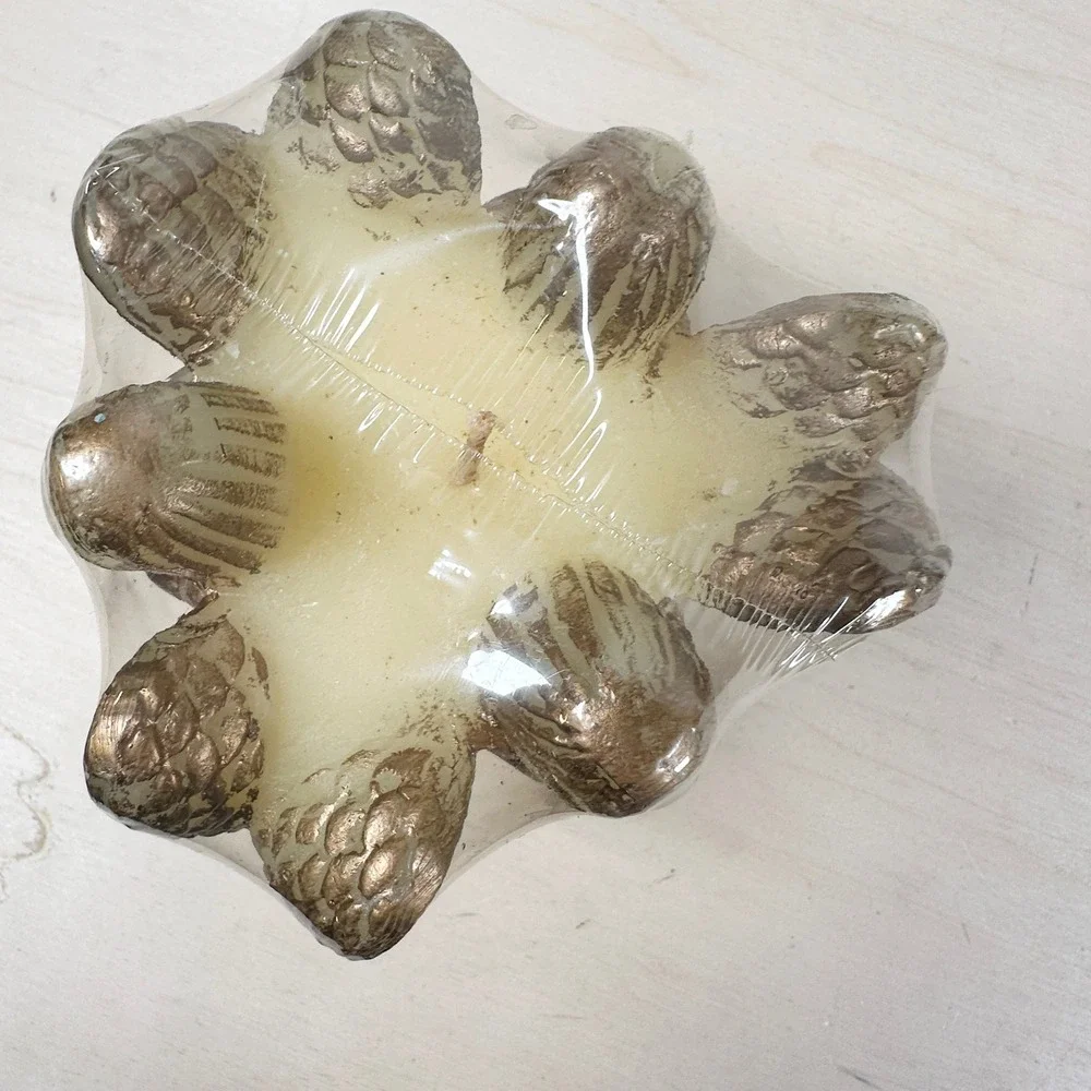 Vintage Trio Of Angels Candle NEW‎ Christmas Decor Gold Cream Luminaire